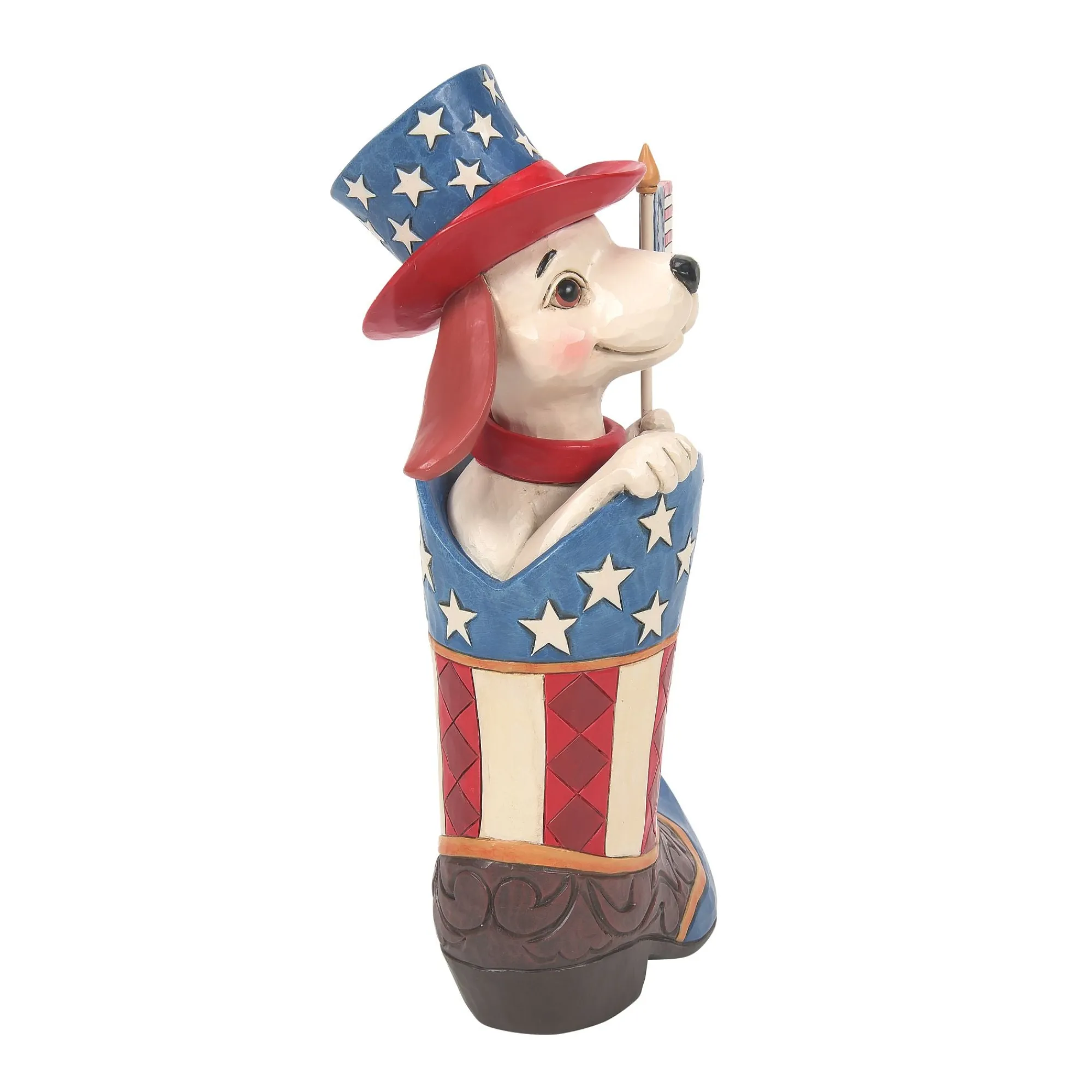 Enesco Gift Figurines | Boot with Dog Holding Flag Fig