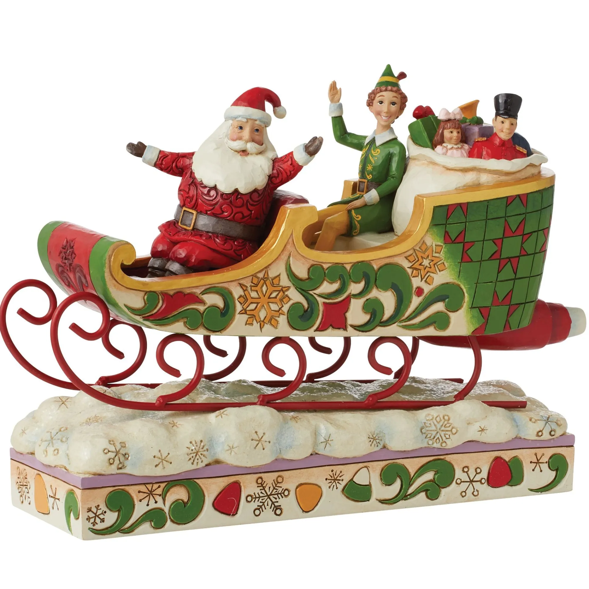 Enesco Gift Figurines | Santas | Buddy Elf with Santa in Sleigh