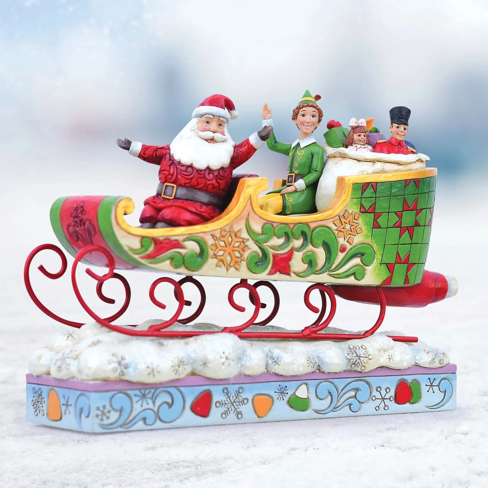 Enesco Gift Figurines | Santas | Buddy Elf with Santa in Sleigh