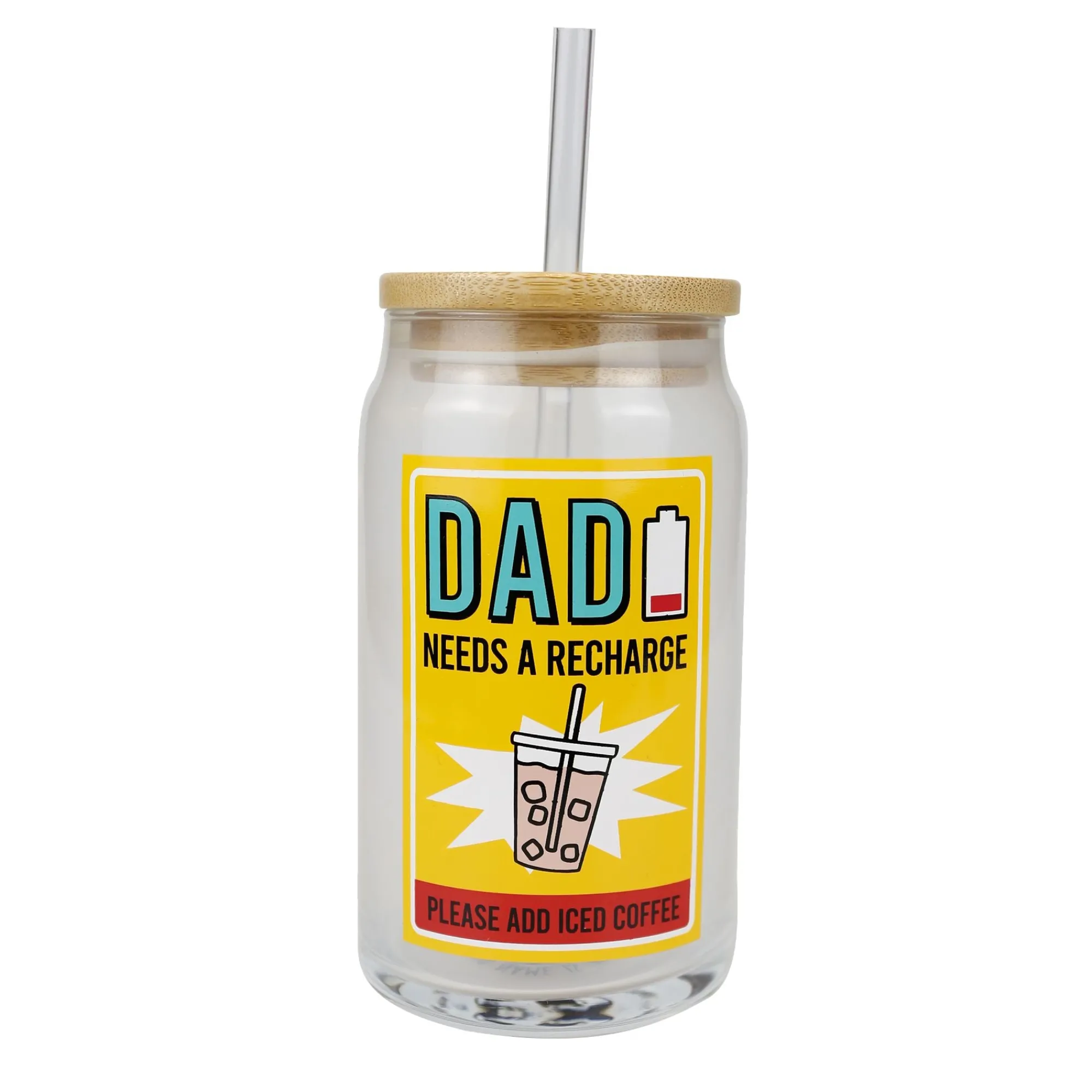 Enesco Gift Drinkware | Dad Latte Glass with Lid