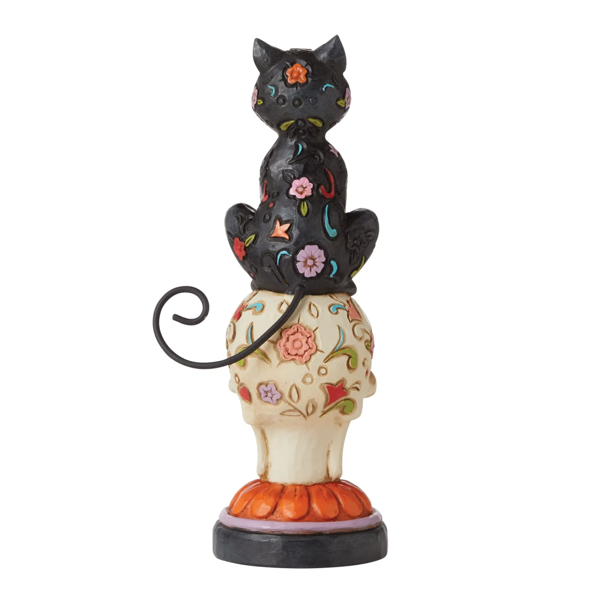 Enesco Gift Figurines | Day of Dead Black Cat on Skull