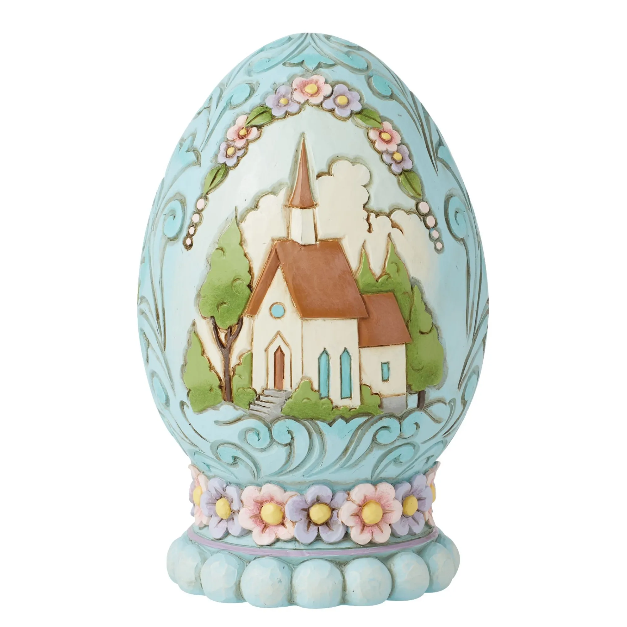 Enesco Gift Figurines | Religious | Egg with Church Scene Figurine