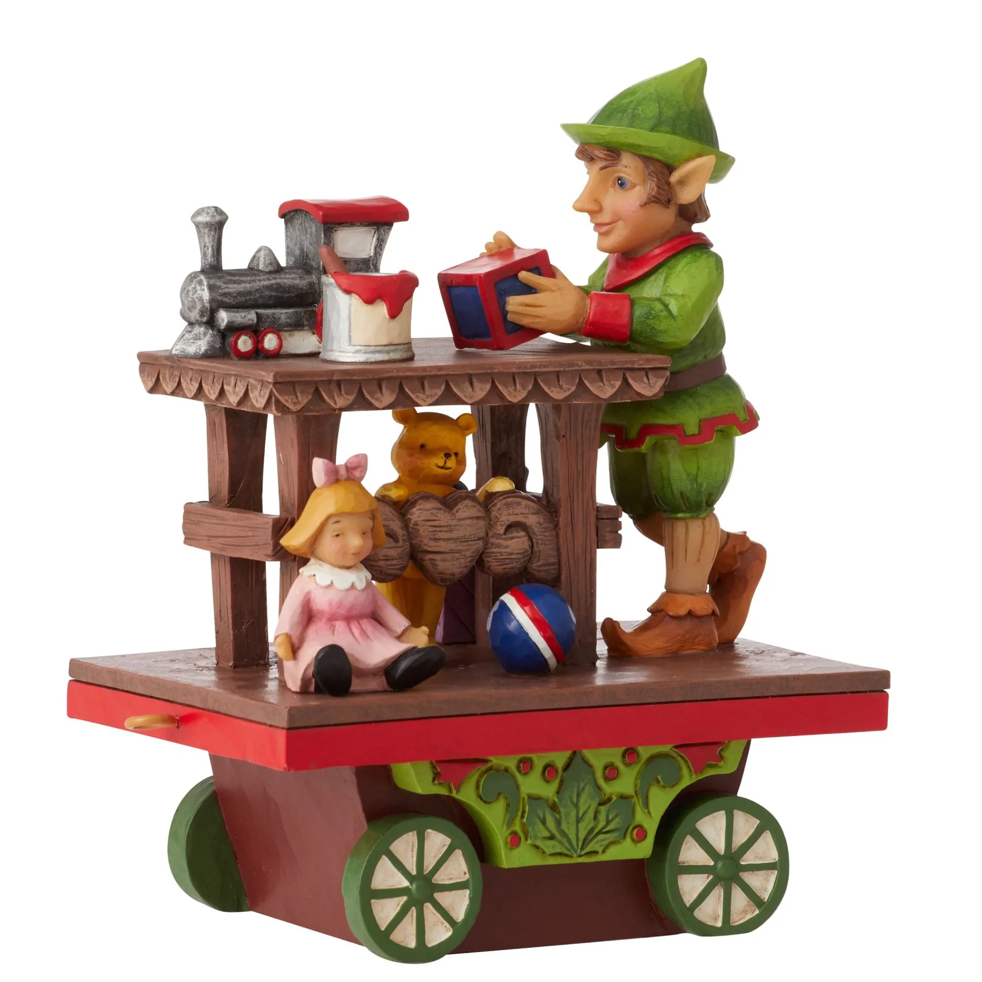 Enesco Gift Figurines | Santas | Elf with Toys Train Car