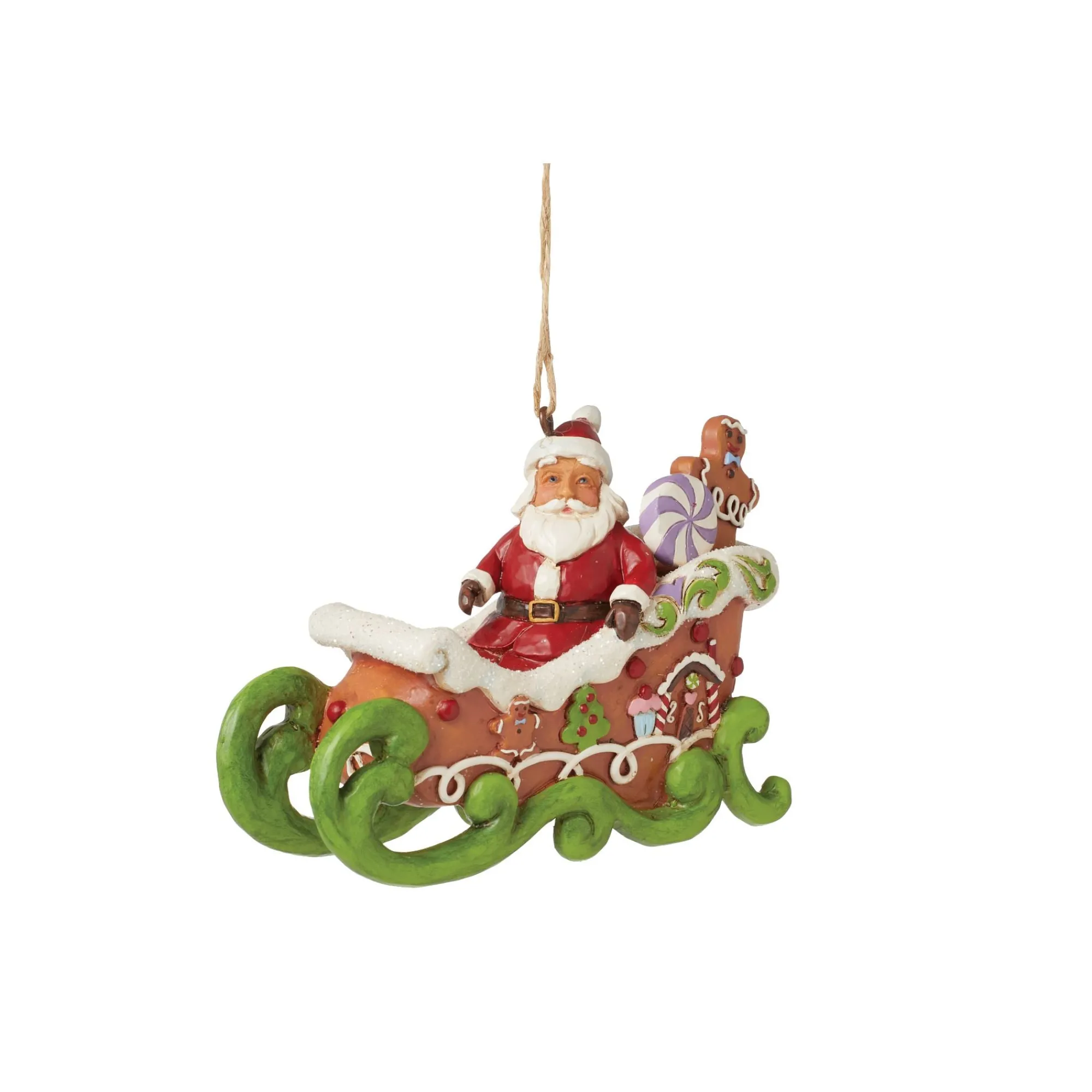 Enesco Gift Ornaments | Santas | Gingerbread Chrstms Sleigh Orn