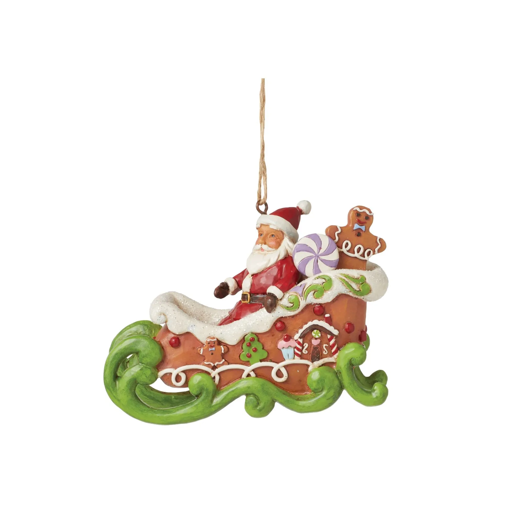 Enesco Gift Ornaments | Santas | Gingerbread Chrstms Sleigh Orn