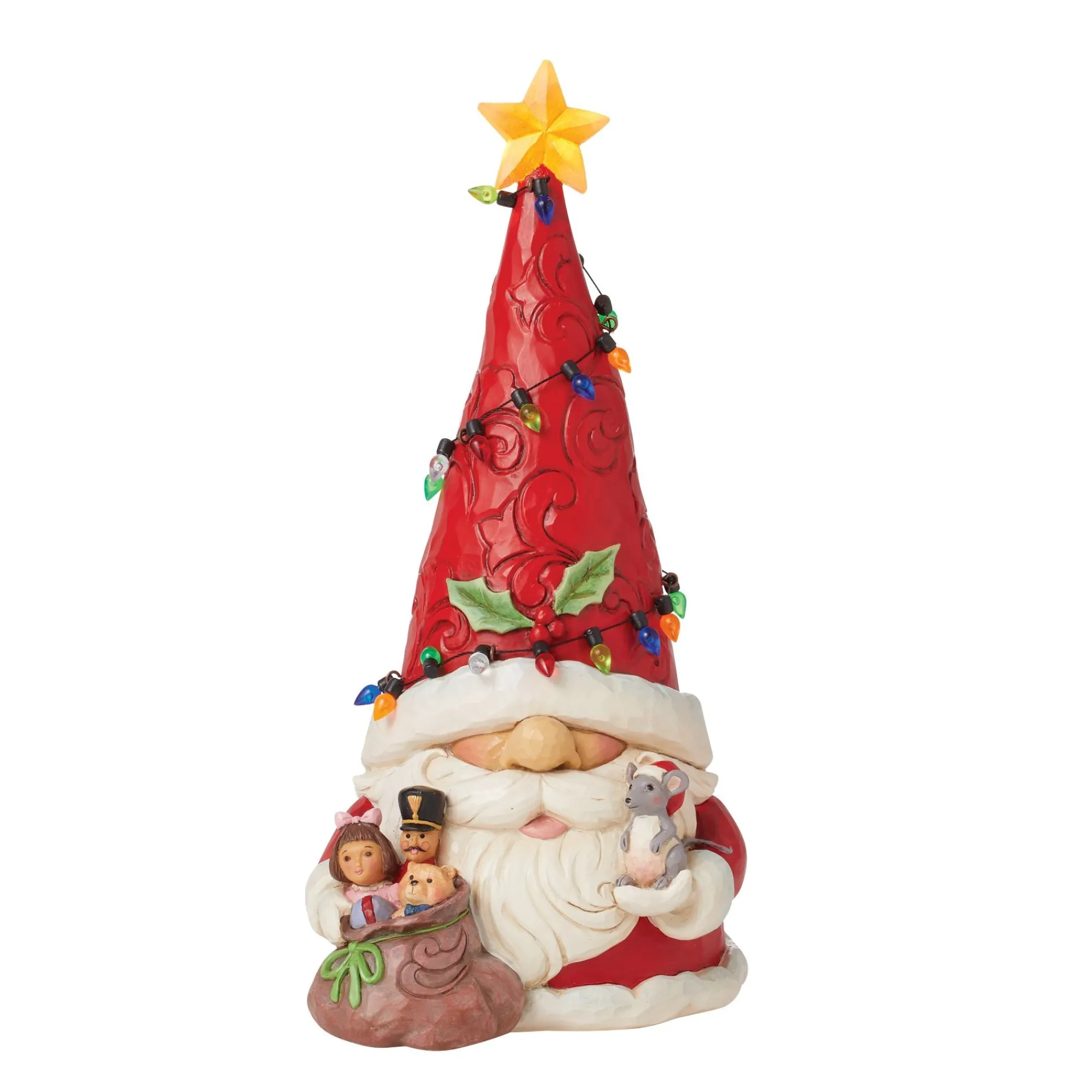 Enesco Gift Figurines | Santas | Gnome Santa Wrap in Lights Fig