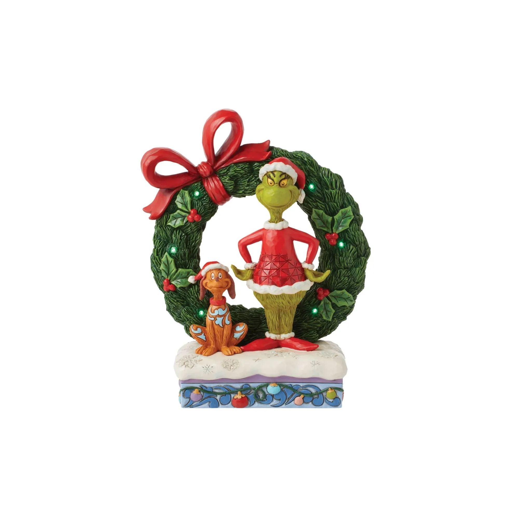 Enesco Gift Figurines | Grinch & Max in Wreath Fig