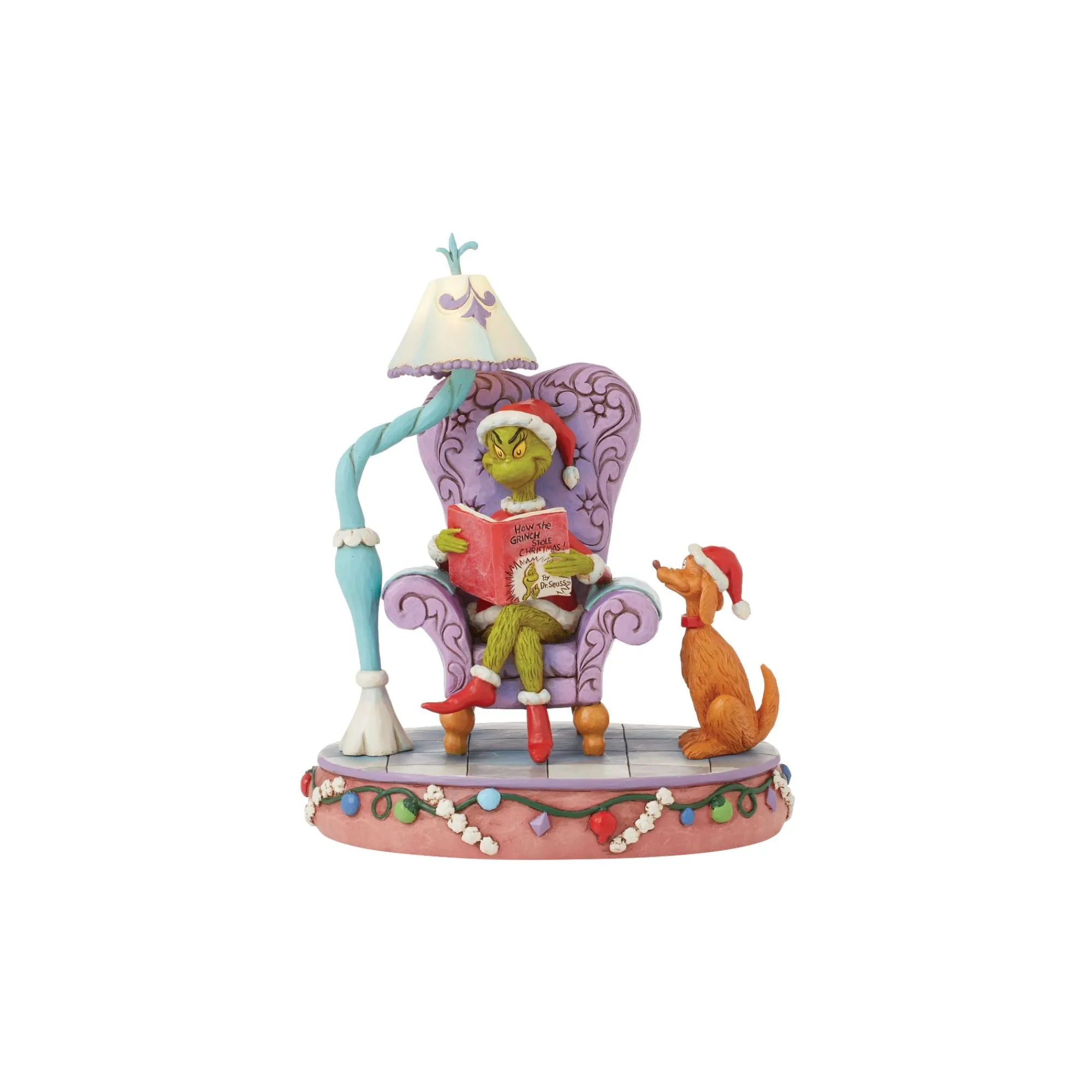 Enesco Gift Figurines | Grinch in Chair with Lamp