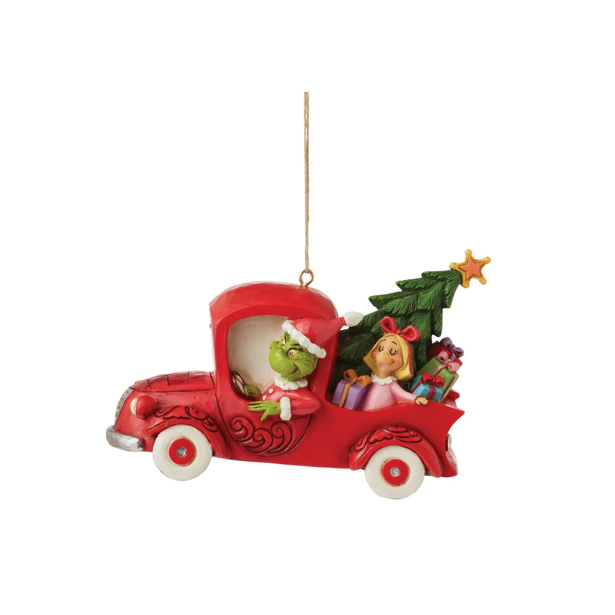 Enesco Gift Ornaments | Santas | Grinch in Red Truck Ornament