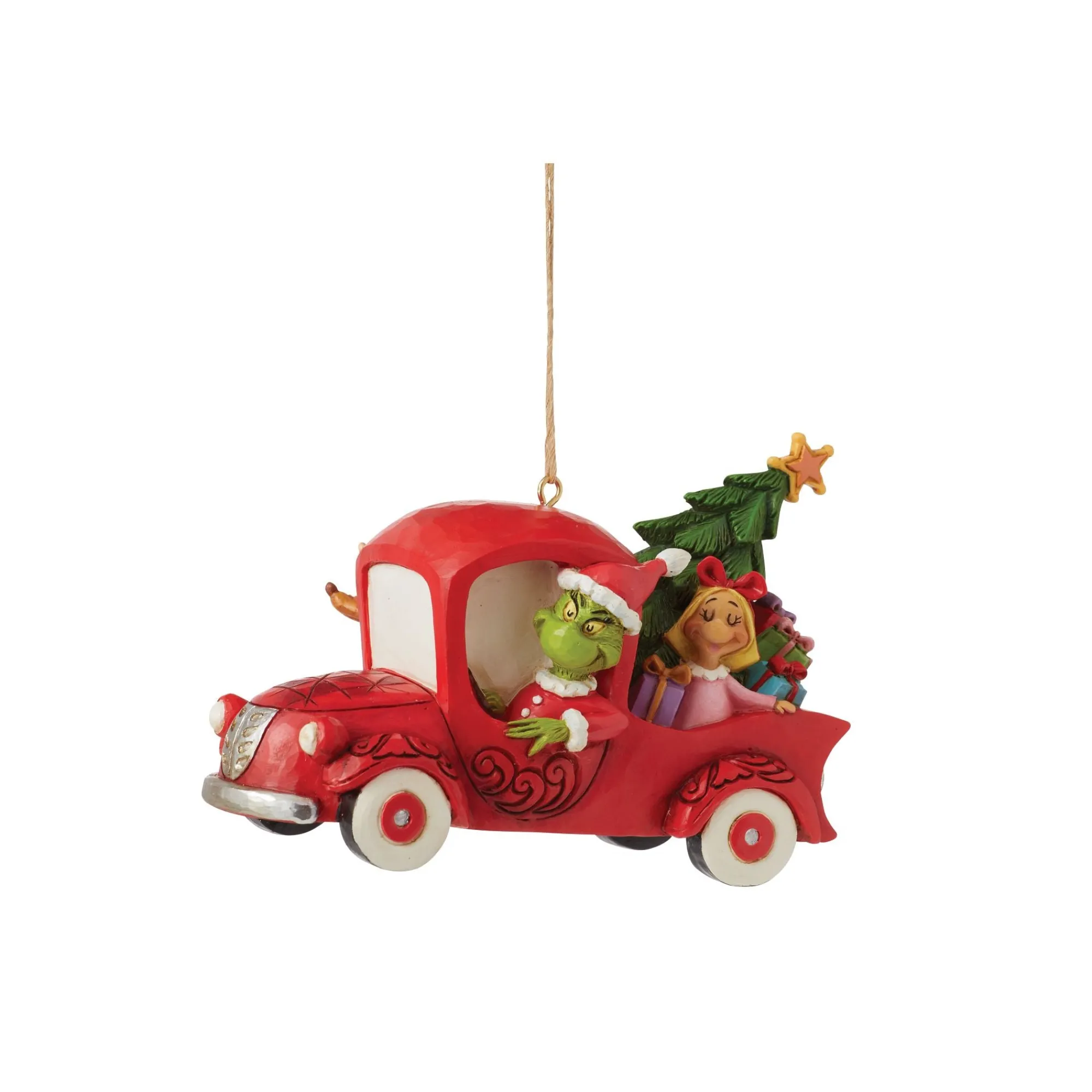 Enesco Gift Ornaments | Santas | Grinch in Red Truck Ornament