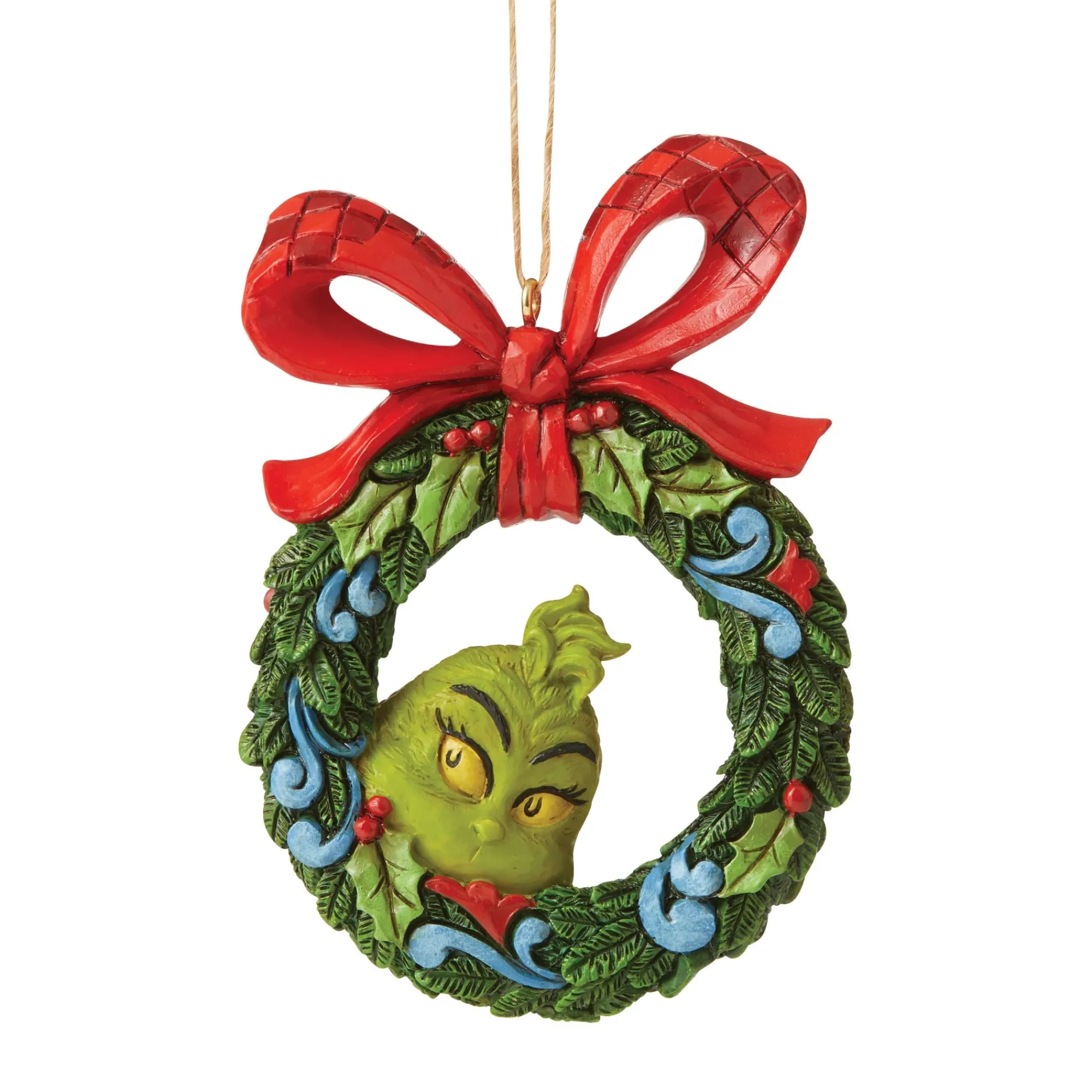 Enesco Gift Ornaments | Santas | Grinch Peeking Thru Wreath Orn