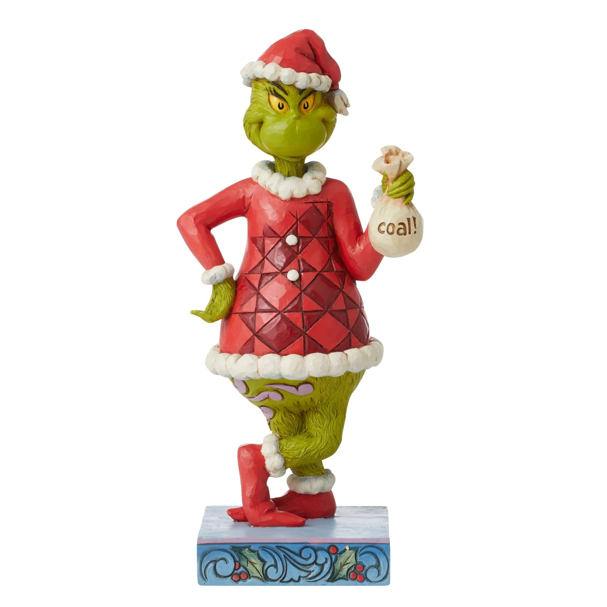 Enesco Gift Figurines | Santas | Grinch with Bag of Coal