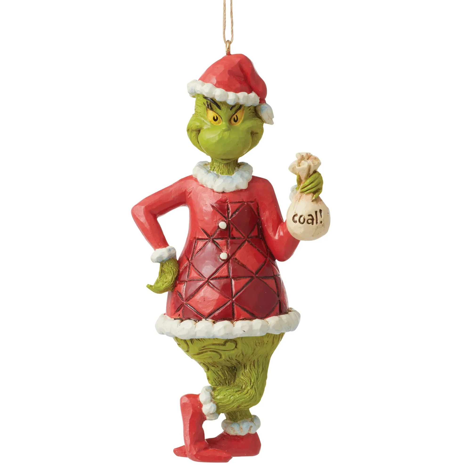 Enesco Gift Ornaments | Santas | Grinch with Bag of Coal Orn