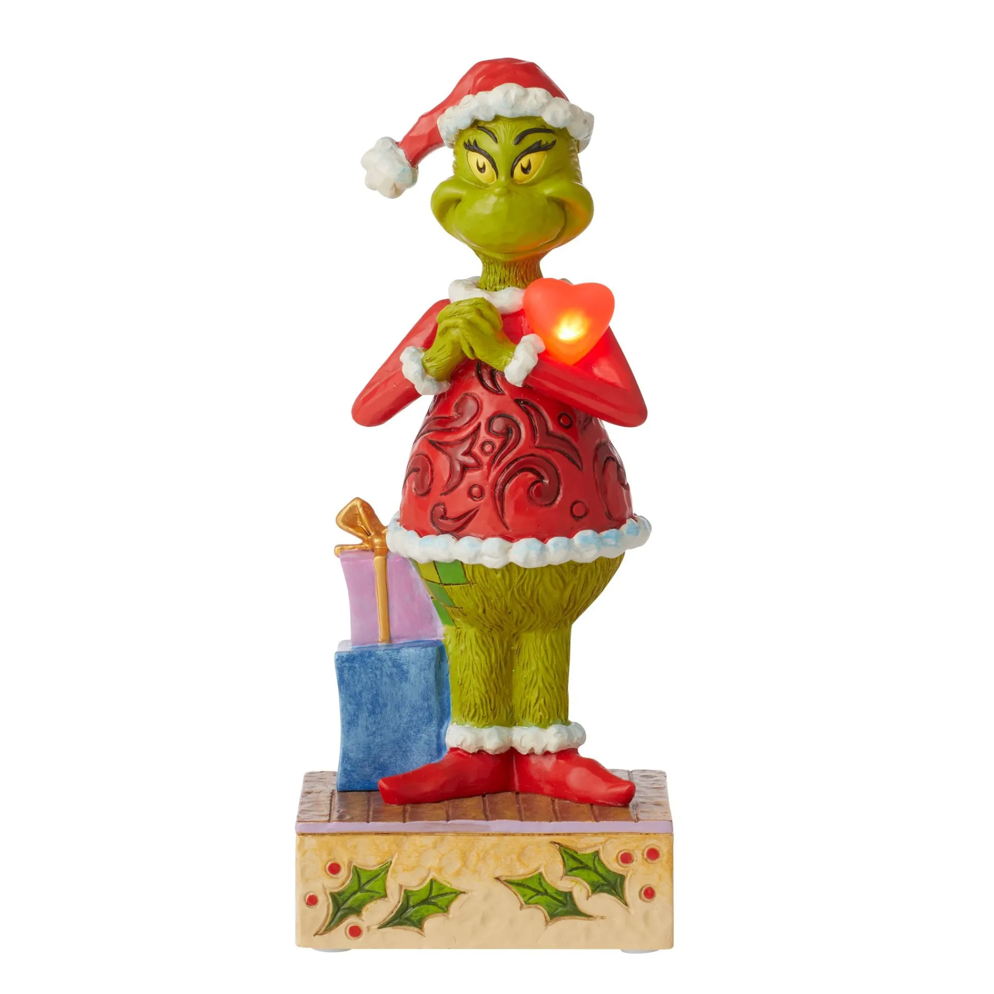 Enesco Gift Figurines | Santas | Grinch with Large Red Heart