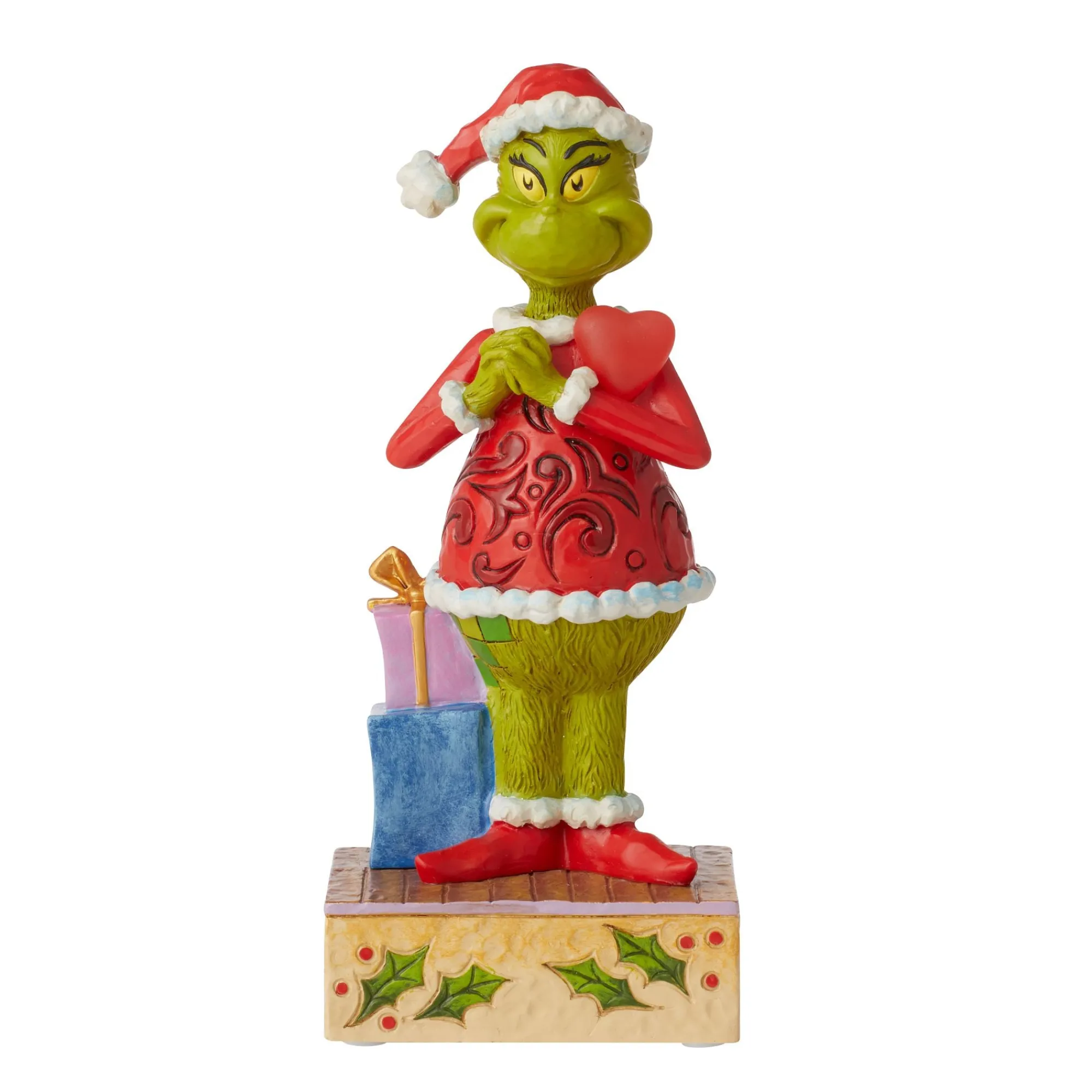 Enesco Gift Figurines | Santas | Grinch with Large Red Heart