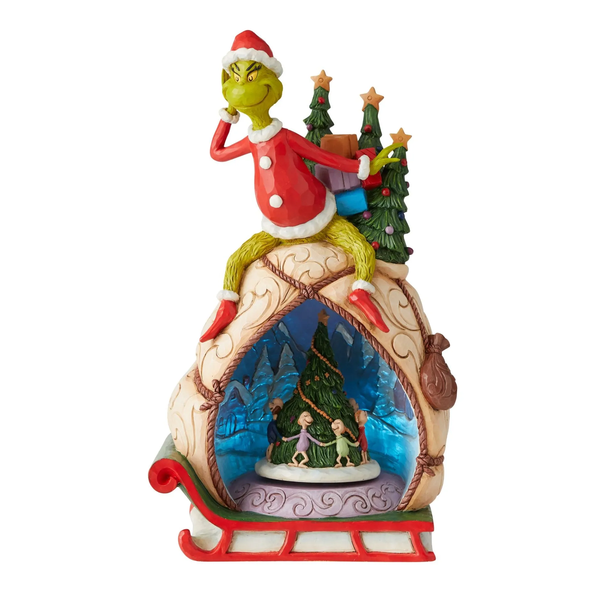 Enesco Gift Figurines | Grinch w/Lited Rotatable Scene