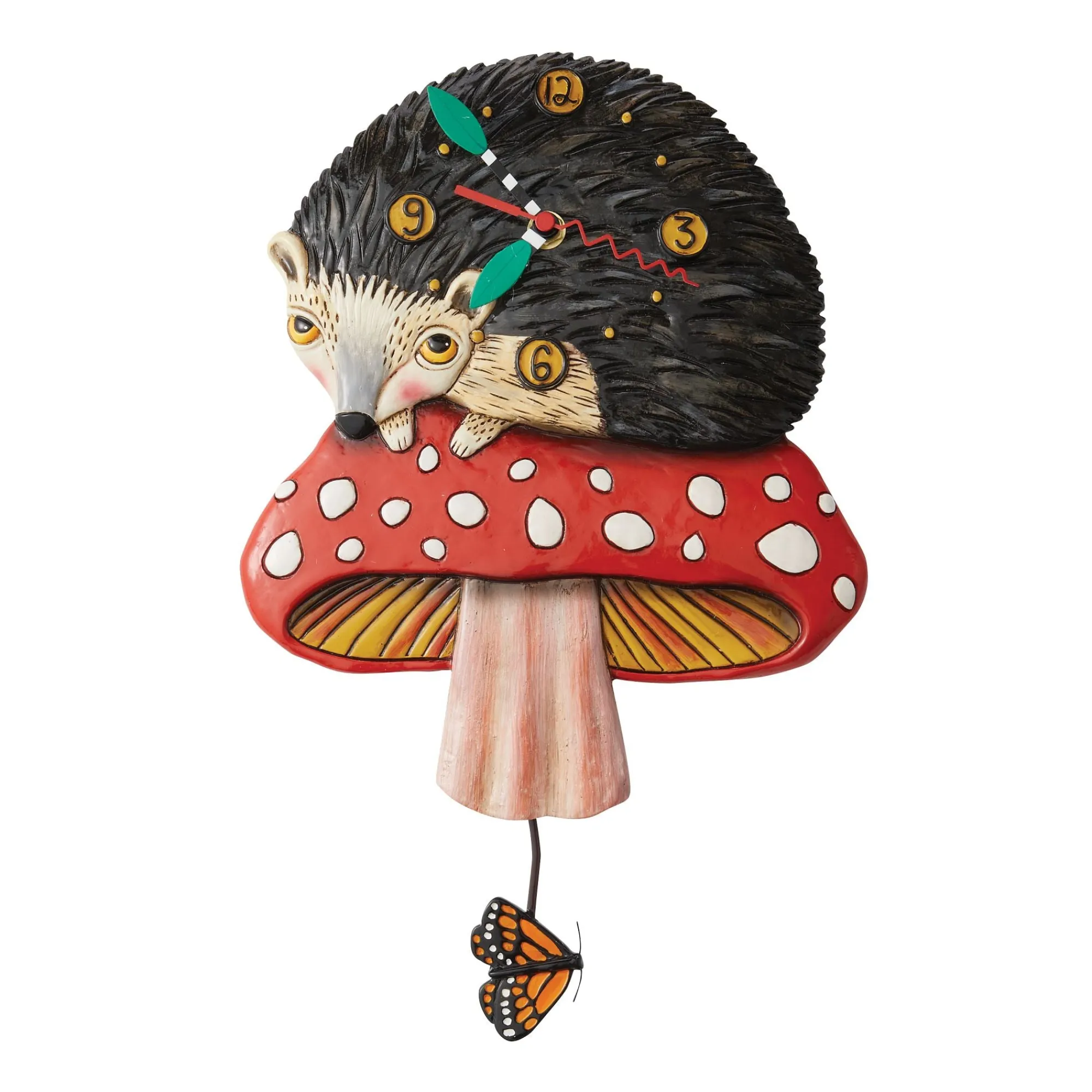 Enesco Gift Mushrooms | Hank The Hedgehog Wall Clock