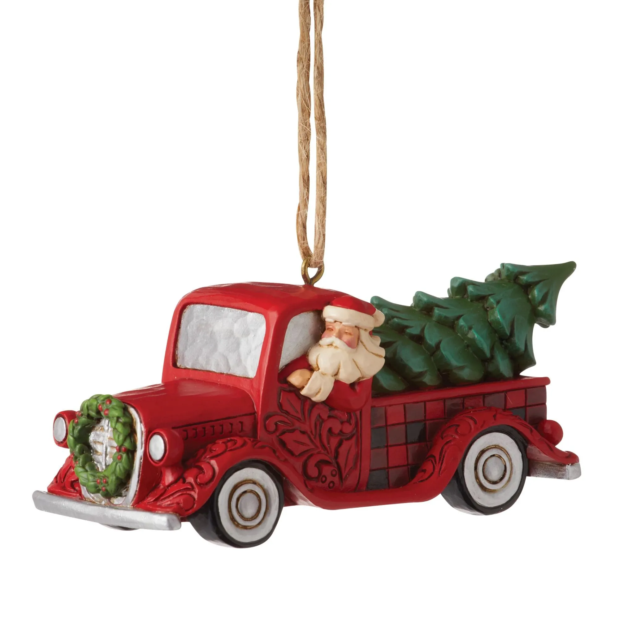 Enesco Gift Ornaments | Santas | HG Santa Plaid Red Truck Orn