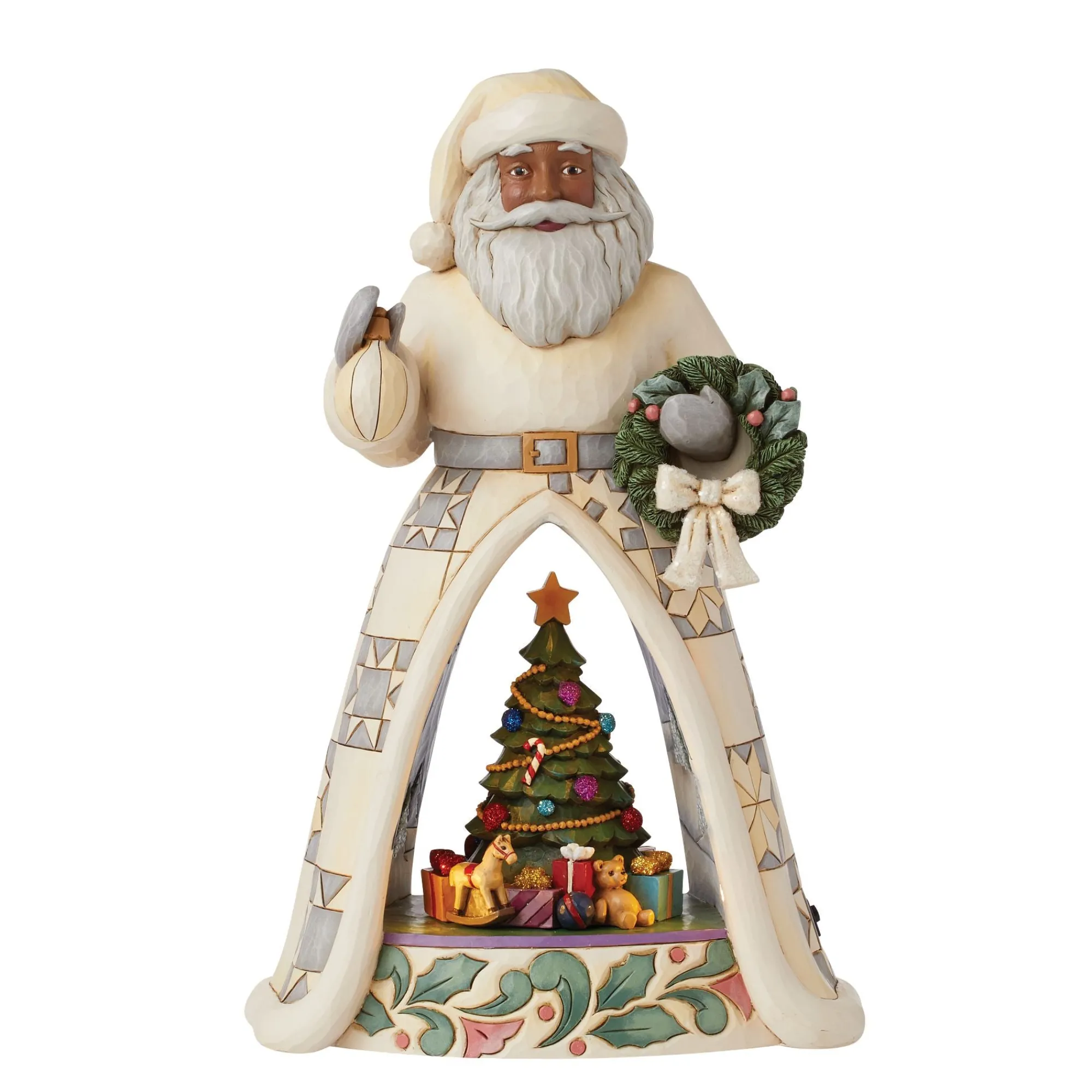 Enesco Gift Figurines | Santas | LED Santa Open Scene with Anim