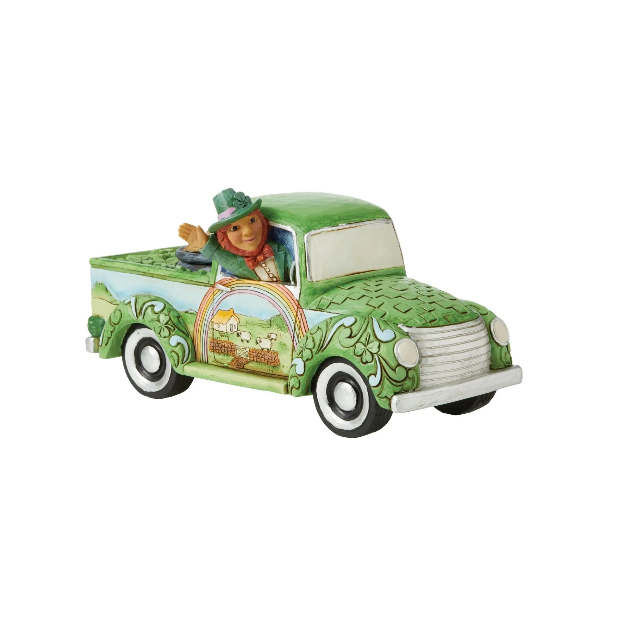 Enesco Gift Figurines | Leprechaun in Green Truck