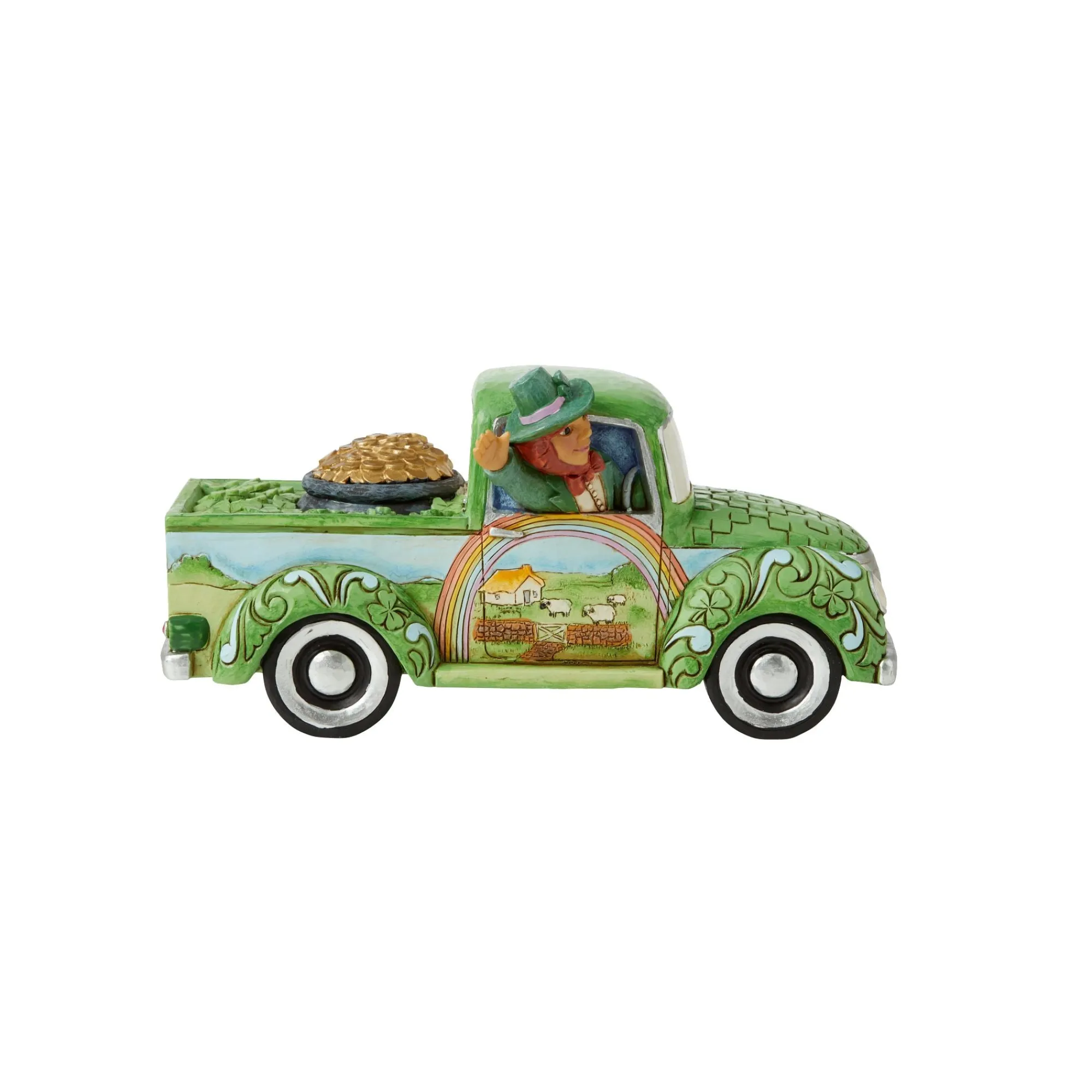 Enesco Gift Figurines | Leprechaun in Green Truck