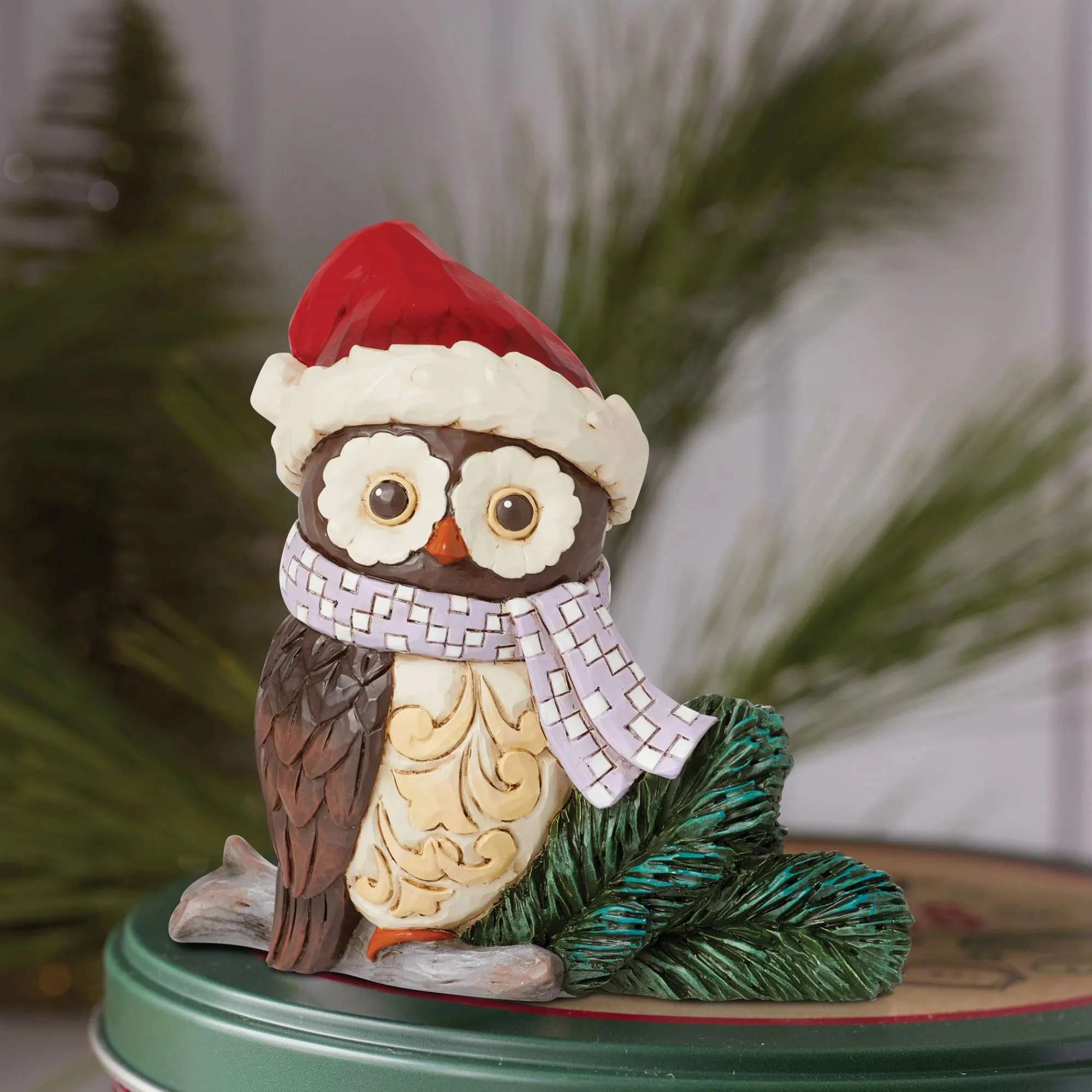 Enesco Gift Figurines | Santas | Mini Owl with Santa Hat Fig