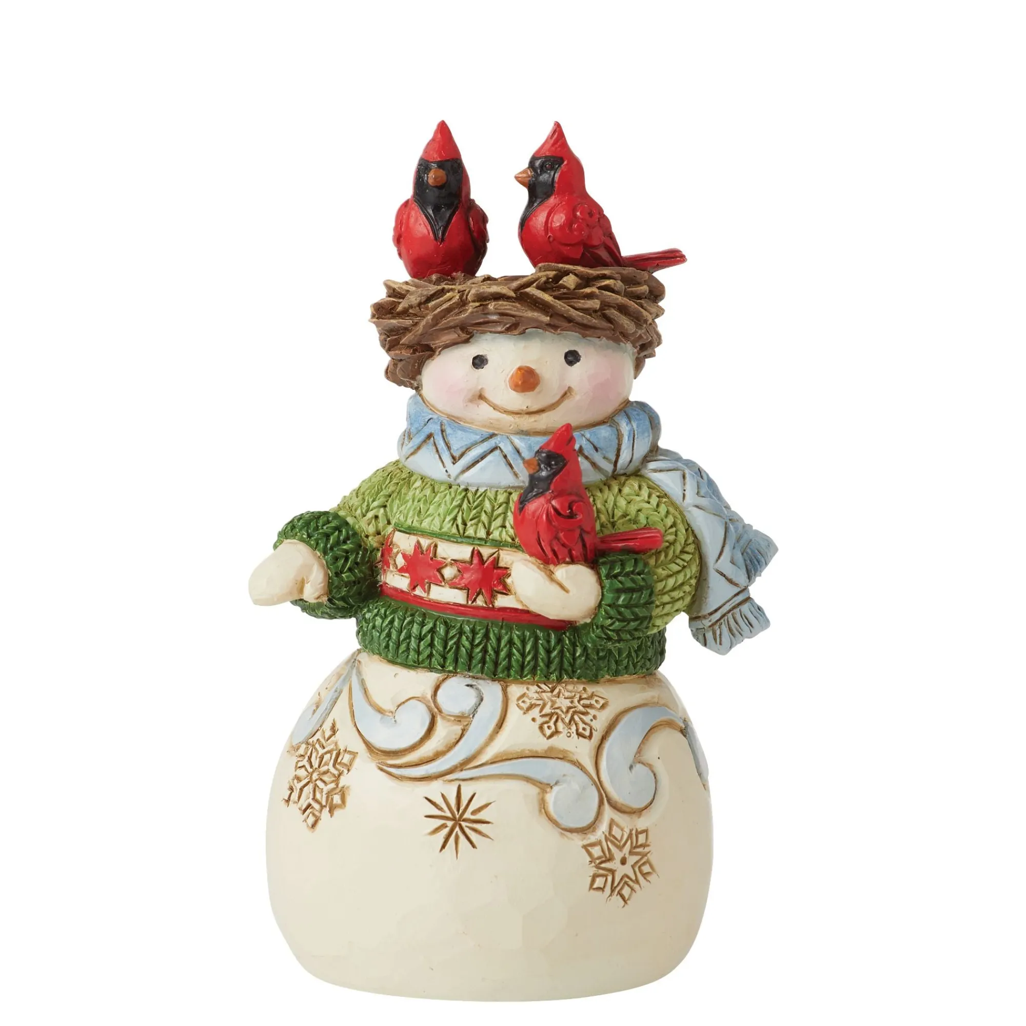 Enesco Gift Figurines | Snowman | Mini Snowman with Nest on Head