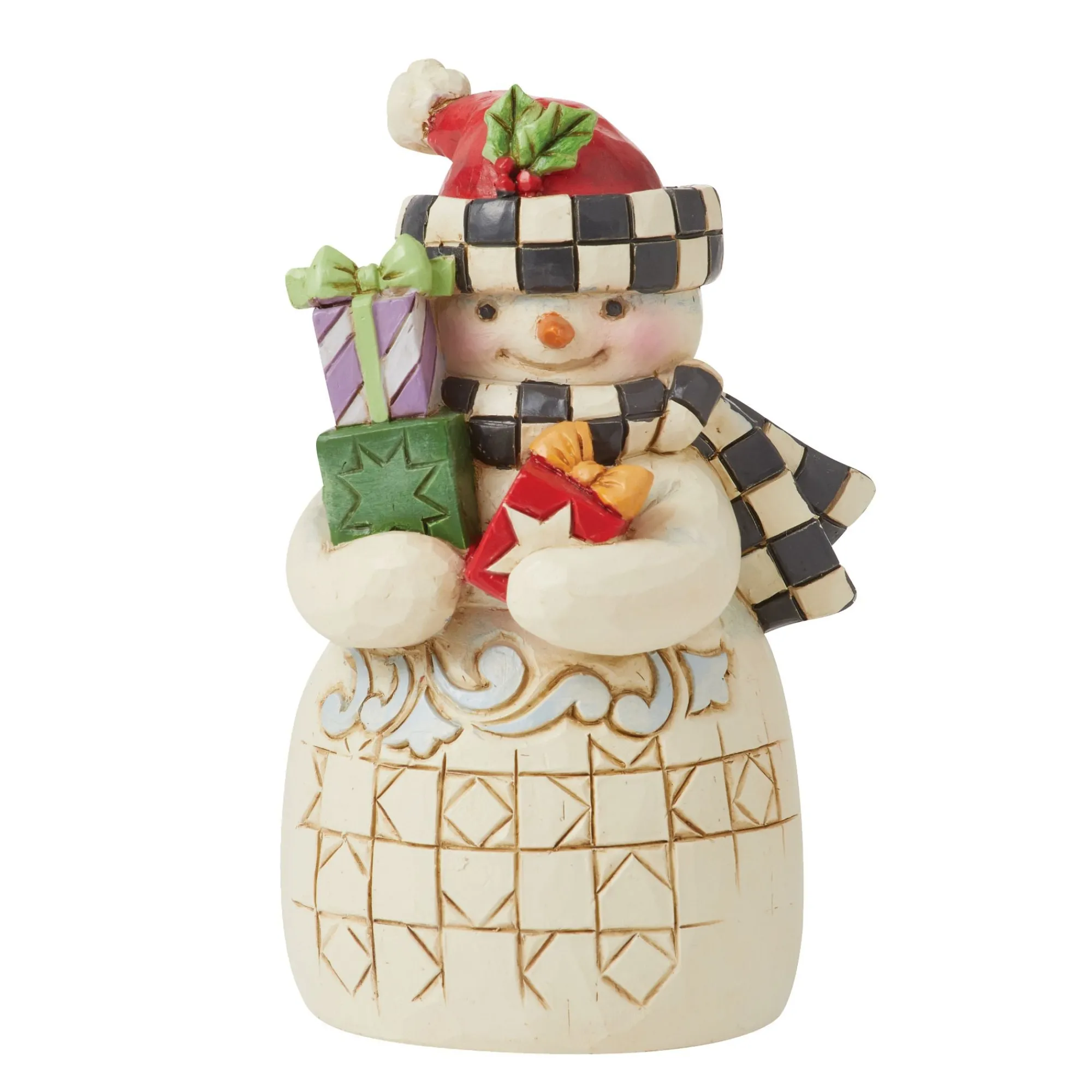 Enesco Gift Figurines | Snowman | Mini Snowman withCheckered Hat