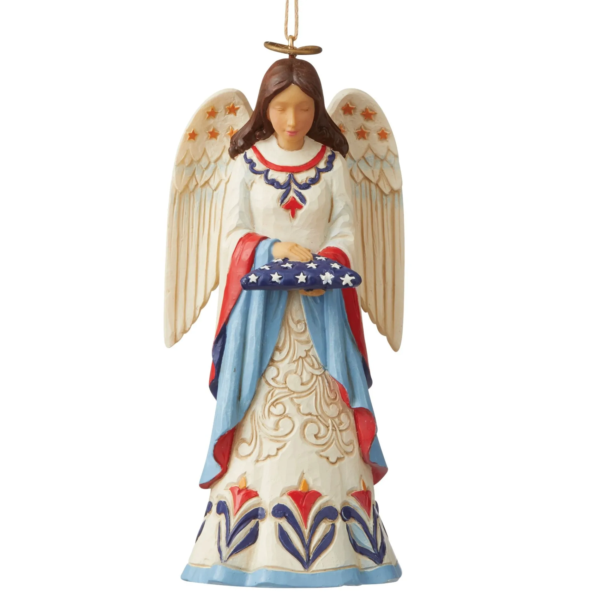 Enesco Gift Ornaments | Religious | Patriotic Angel Folded FlagOrn