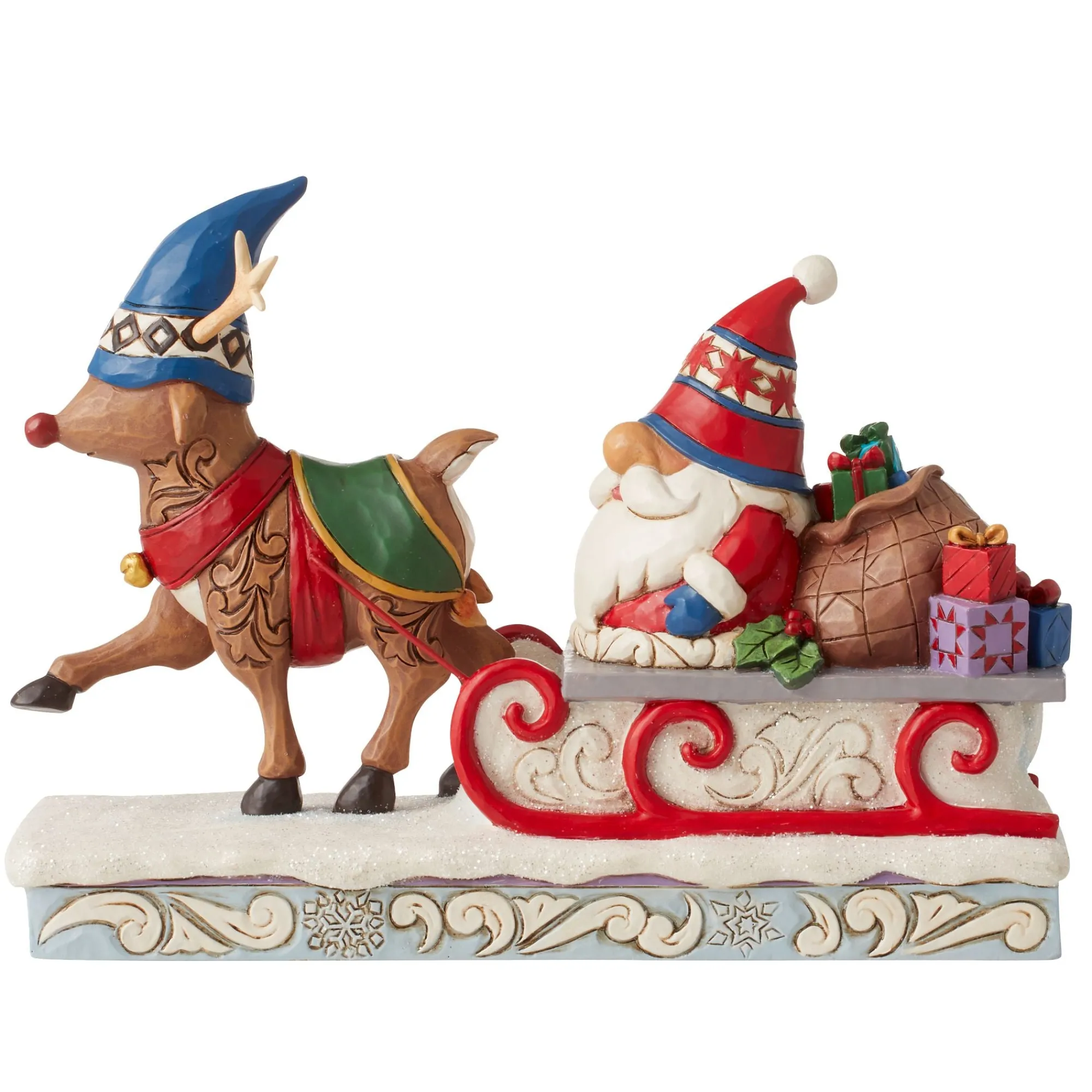 Enesco Gift Figurines | Reindeer Pulling Gnome Sled