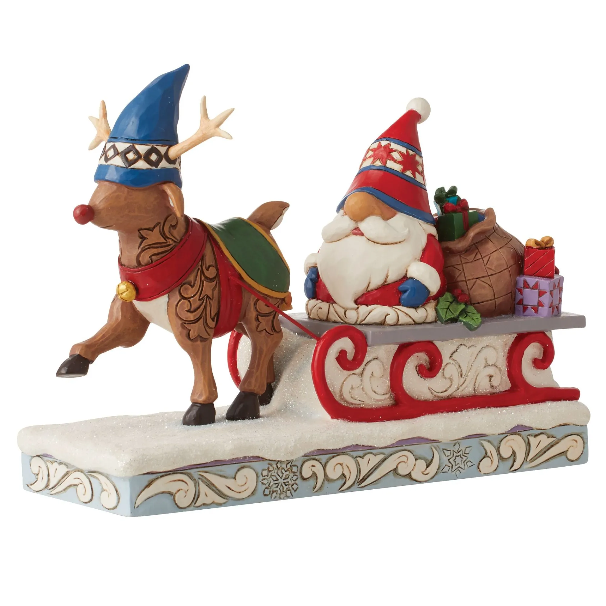 Enesco Gift Figurines | Reindeer Pulling Gnome Sled