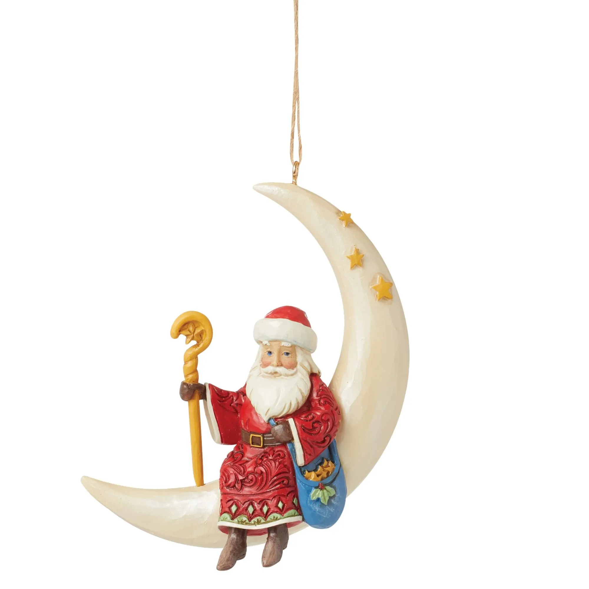 Enesco Gift Ornaments | Santas | Santa in Moon Ornament