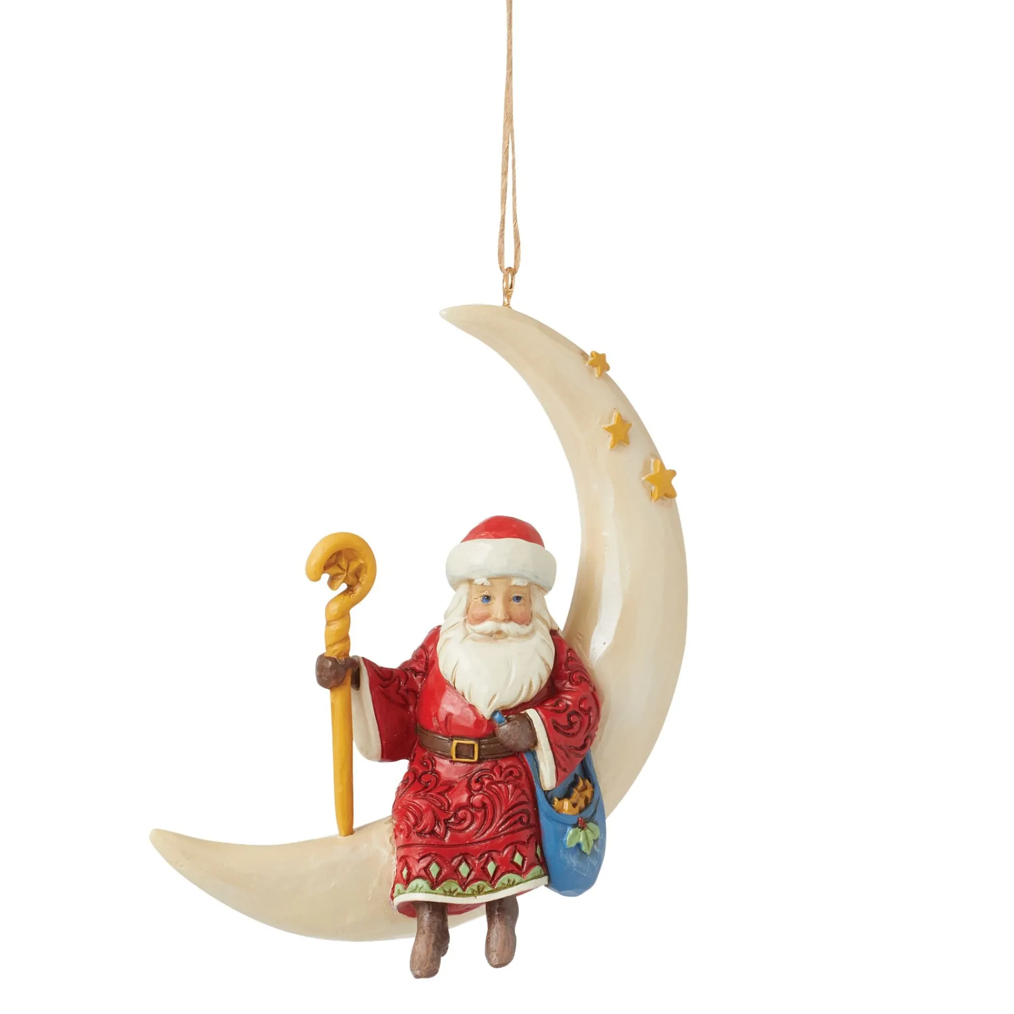 Enesco Gift Ornaments | Santas | Santa in Moon Ornament