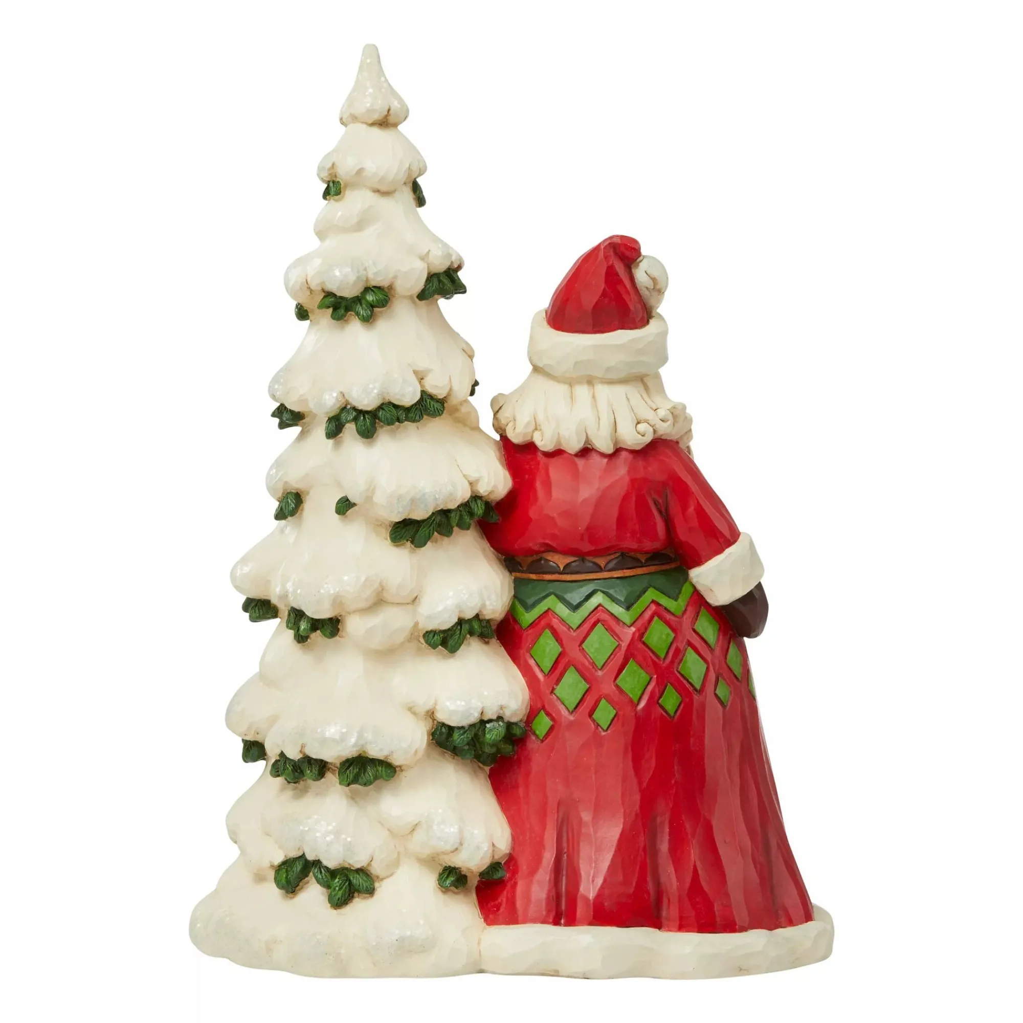 Enesco Gift Figurines | Santas | Santa Next To Tree with Toybag