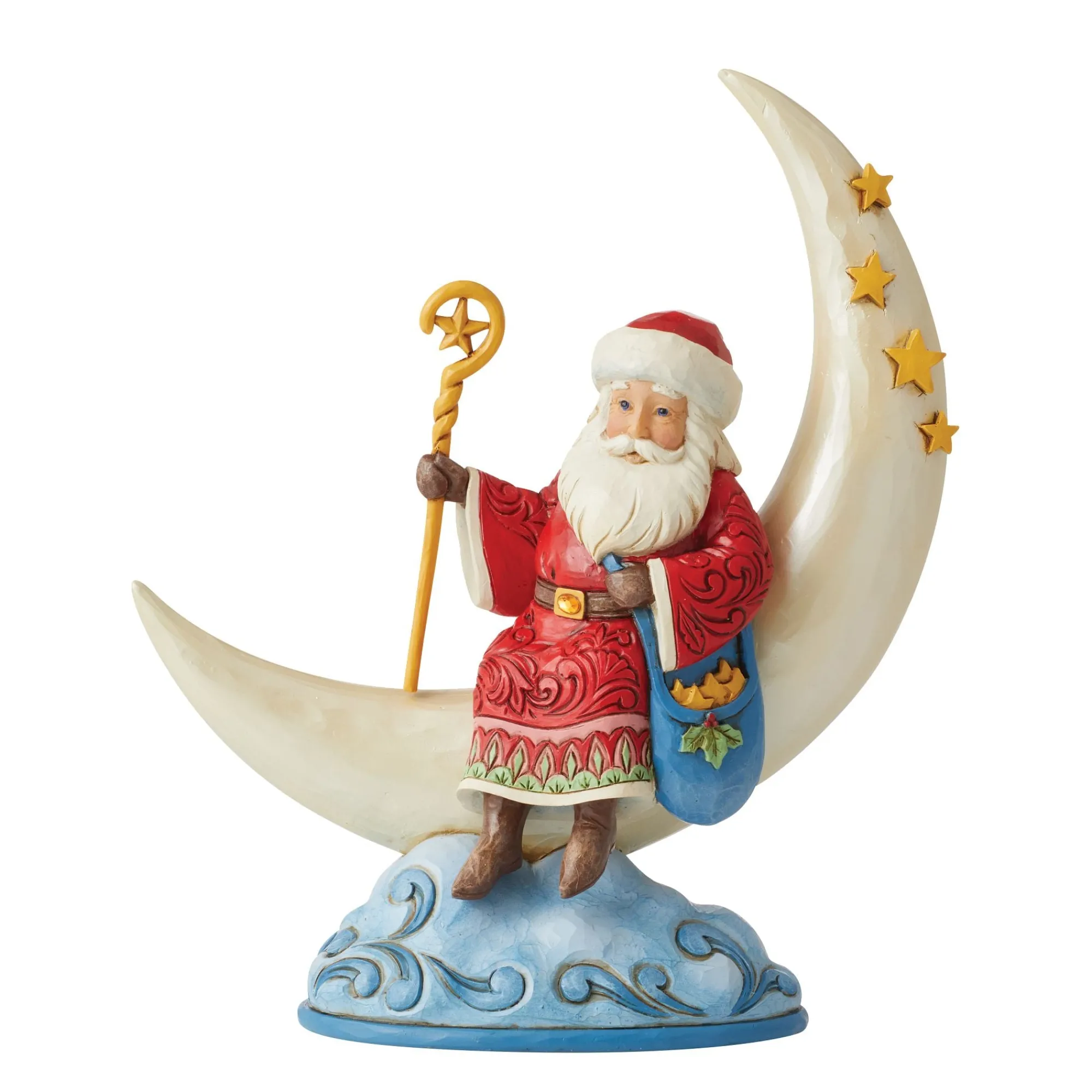 Enesco Gift Figurines | Santas | Santa on Cresent Moon Figurine