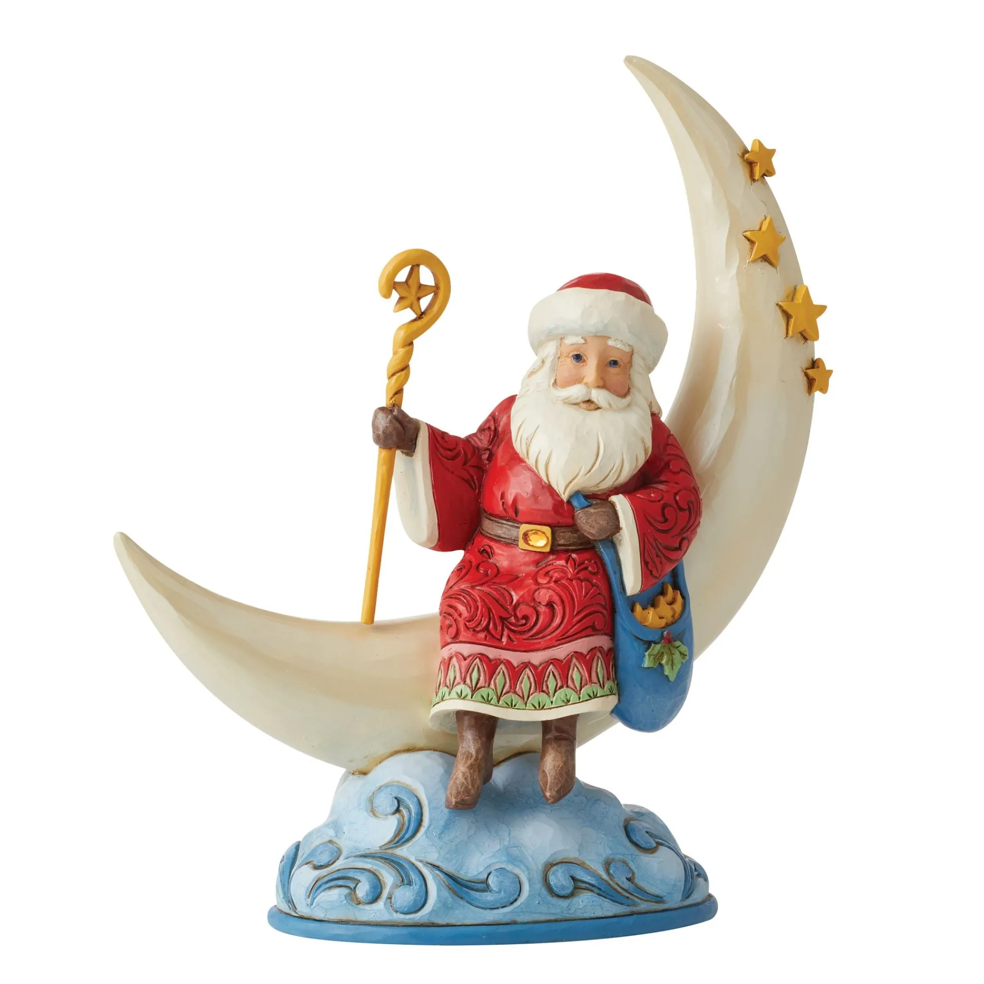 Enesco Gift Figurines | Santas | Santa on Cresent Moon Figurine