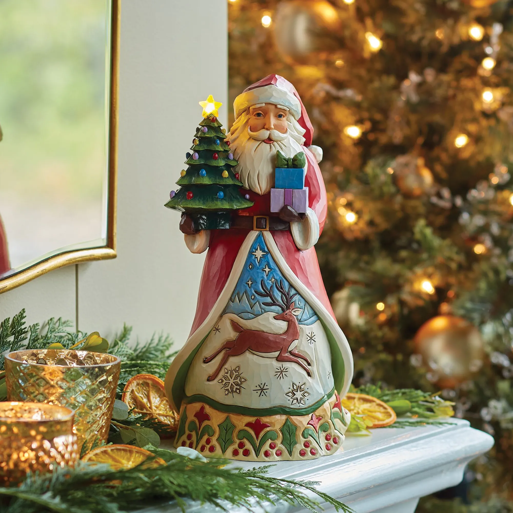 Enesco Gift Figurines | Santas | Santa Vintage LED Tree Fig