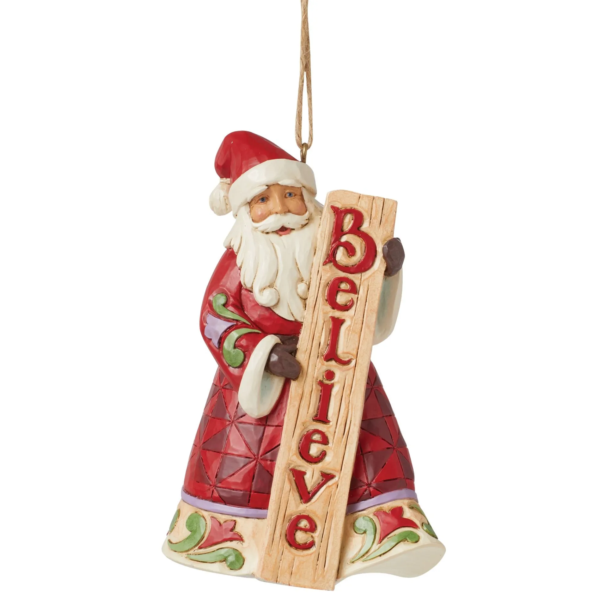 Enesco Gift Ornaments | Santas | Santa with Porch Board Orn