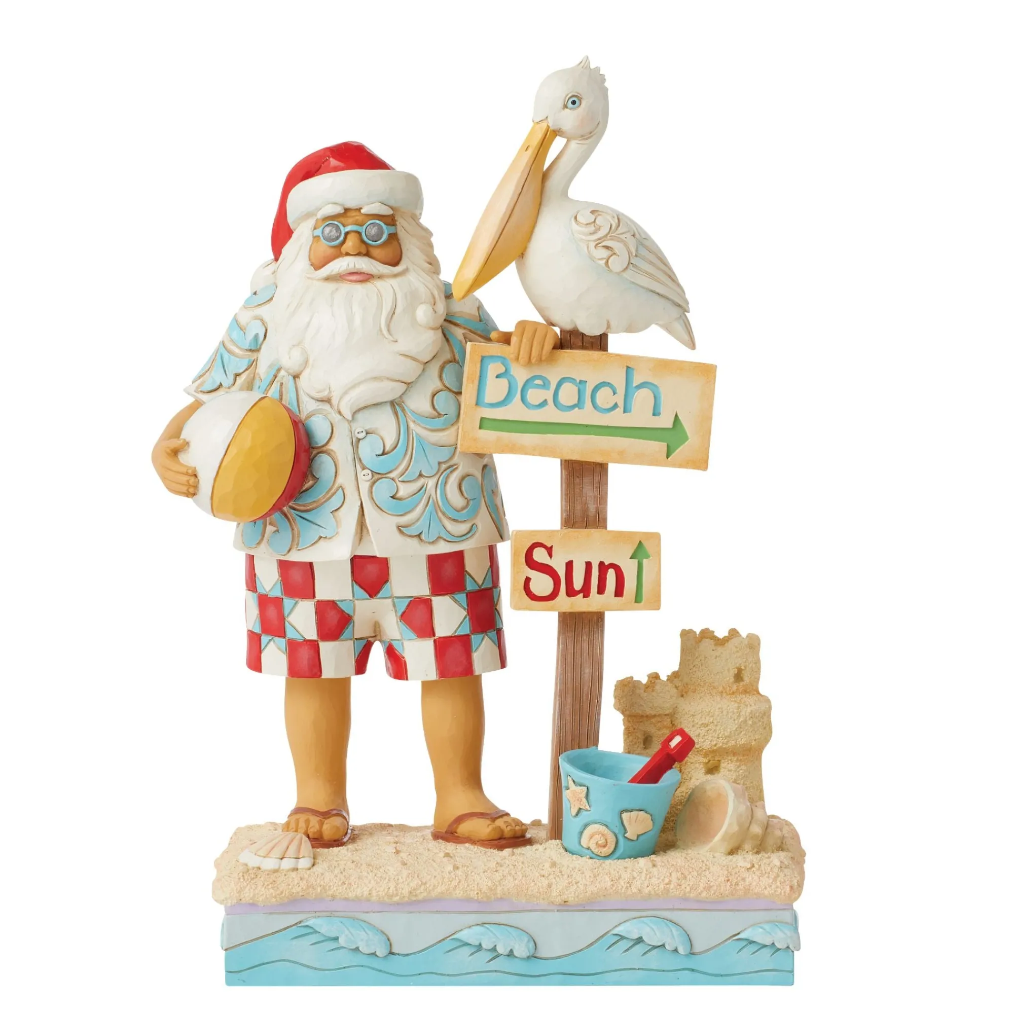 Enesco Gift Figurines | Santas | Santa with Signs and Pelican