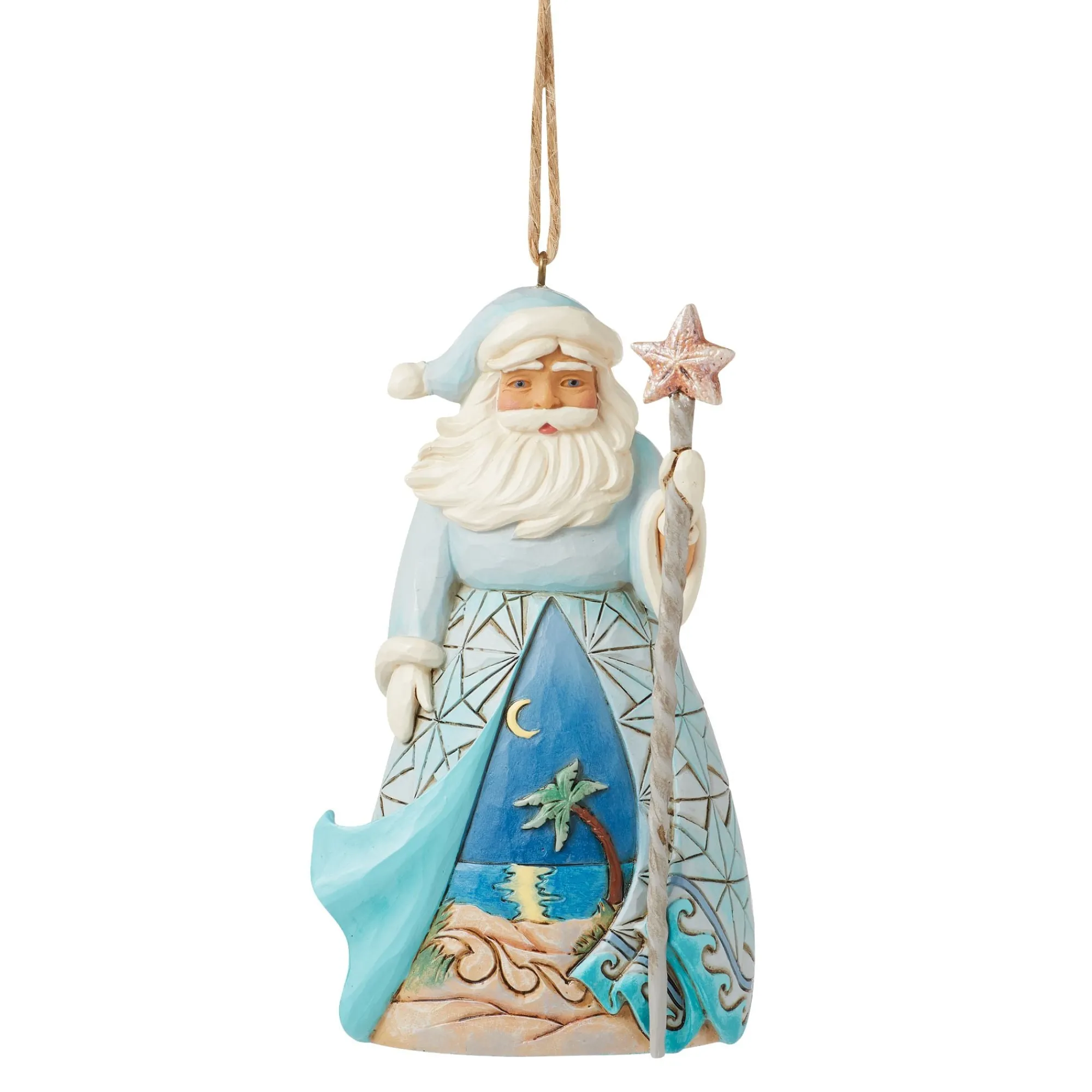 Enesco Gift Ornaments | Santas | Santa with Starfish Cane Orn