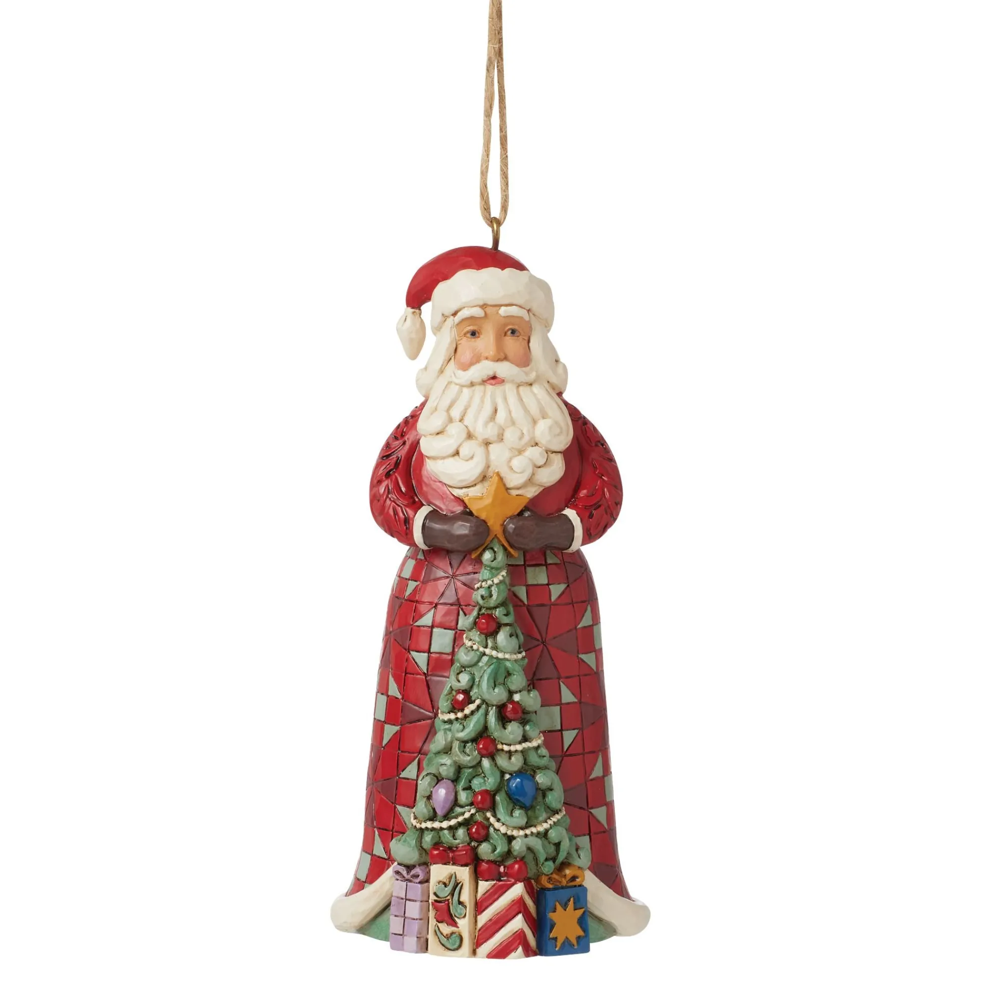 Enesco Gift Ornaments | Santas | Santa with Tree in Skirt Orn