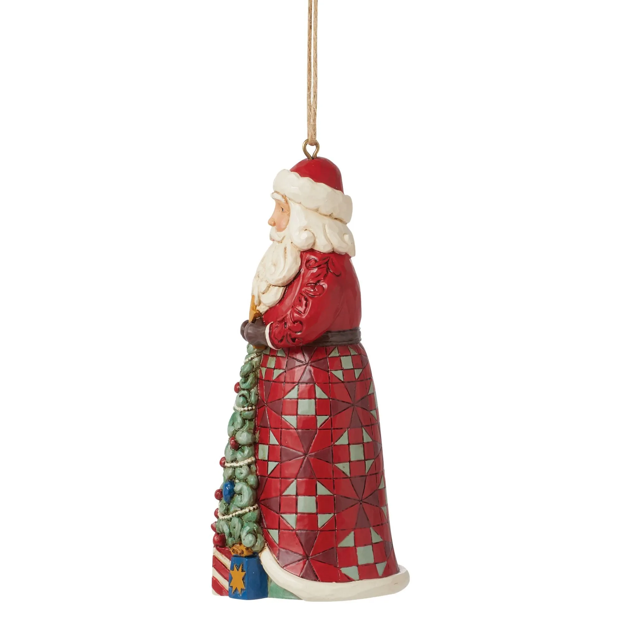 Enesco Gift Ornaments | Santas | Santa with Tree in Skirt Orn