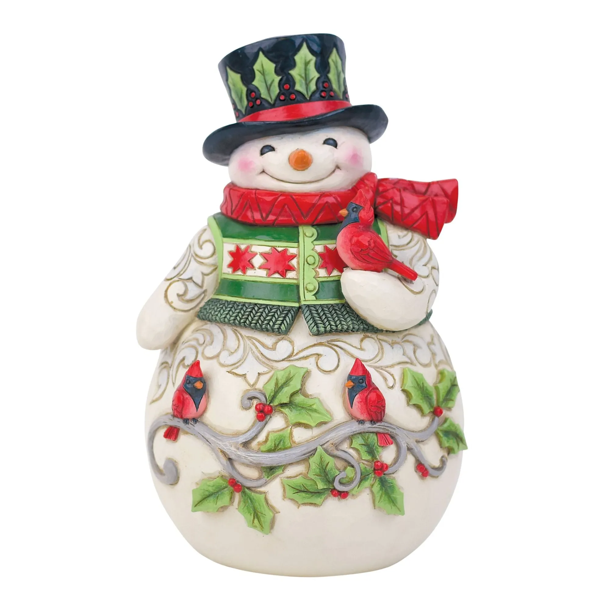 Enesco Gift Figurines | Snowman | Snowman with Cardinal Scene