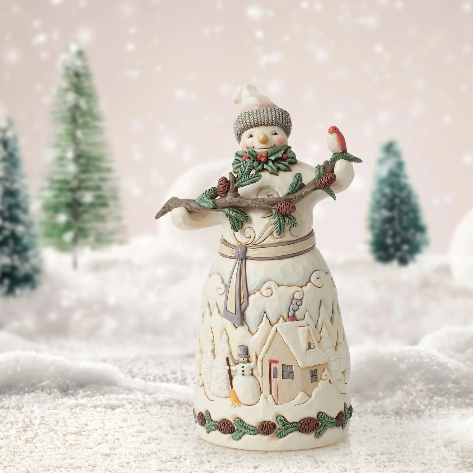 Enesco Gift Figurines | Snowman | Snowman with Pine Garland Fig