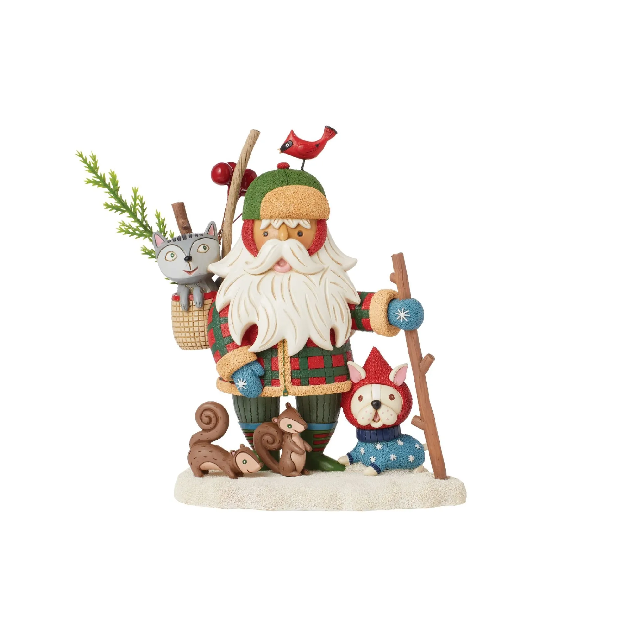 Enesco Gift Figurines | Santas | Woodsy Walking Santa Figurine